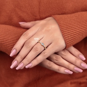 14K Gold Round Cut Diamond Ring <b>Cluster</b> Minimal Design Engagement Ring Wholesale Custom Jewelry Manufacturer Bridal Ring for Her - Product Image 2