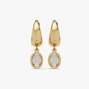 Boucles d'oreilles pendantes en or 14 carats avec diamant de laboratoire ovale de 3 carats, élégantes pour femmes, cadeau de luxe pour anniversaire et fête - Product Image 2