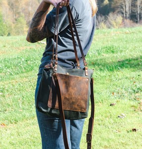 Leather <b>Canvas</b> <b>Tote</b> Bag Waterproof Open Closure Embroidery Large Capacity Travel & Shopping Shoulder Handbag LCTB-0050 - Product Image 1