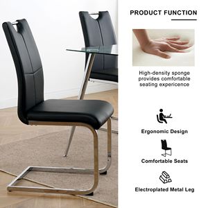Sedie da Pranzo Moderne in Ecopelle con Gambe in Metallo Cromato, Sedia Imbottita per Soggiorno con Seduta Imbottita per Comfort e Stile - Product Image 3