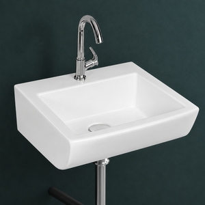 Lavabo de Pared RIVA Rectangular con un Solo Orificio, Grifo Cromado, Diseño Minimalista, Piedra Sinterizada, Capacidad de 12L, Lavabo para Baño - Product Image 3