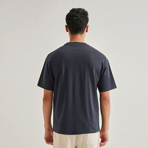 <b>Mens</b> Dark Grey Chest Pocket Crew Neck T-<b>Shirt</b> Short Sleeve Seam Detail Casual Cotton Top Custom Logo OEM ODM Wholesale Apparel - Product Image 2