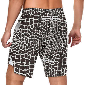Shorts de course décontractés pour hommes, noirs et blancs, à taille élastique, compressifs, pour la salle de sport et l'entraînement - Product Image 6