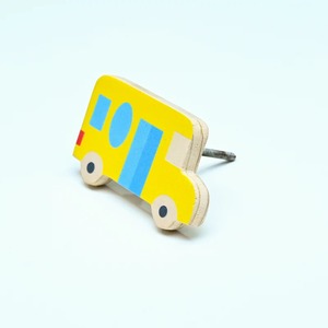 Nouvelle Arrivée Poignées de Tiroir pour Enfants en Bois de Pin Multicolore Design Contemporain, Poignées Durables pour Armoire et Commode en Forme de Bus Jaune - Product Image 2