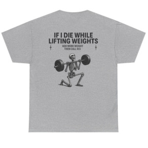 Camiseta Blanca de Manga Corta para Hombre con Estampado Gráfico de Esqueleto Levantando Pesas en la Espalda, Cuello Redondo, Corte Regular, Algodón Jersey, para Gimnasio - Product Image 6