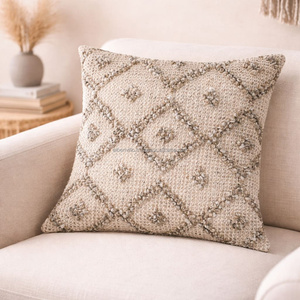 Housse de coussin géométrique bohème noir ivoire 18 x 18 pouces, tissée texturée, décorative, monochrome, accent bohème pour la maison - Product Image 6