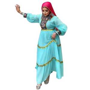 Premium Lightweight Long Sleeve Chiffon Afgani Kuchi Dress Girls Ethnic Vintage Handmade Embroidery Flowing Modest <b>Design</b> All - Product Image 1