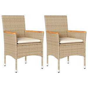Chaises de patio en polyrotin beige avec coussins, ensemble de 2 pièces - Product Image 2
