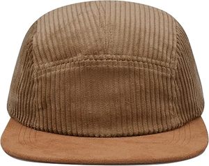 Casquette de baseball unisexe en velours côtelé à cinq panneaux, couleur unie, ajustée, à visière plate, décontractée, pour le printemps et l'automne, vente en gros - Product Image 3