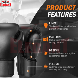 OEM ODM Custom Brand Black Solid Color Premium Quality Private Label High Performance Multi-Layer Protection Boxing <b>Gloves</b> - Product Image 6