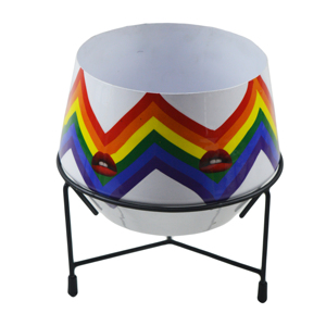 Metal Pot With <b>Stand</b> LGBTQ Theme Home & Table Decor Office and Living Room Design Metal Flower <b>Vase</b> Rainbow Colored - Product Image 5