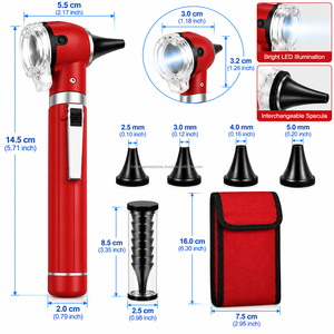 กล้องตรวจหูแบบพกพา Kaneka Enterprises สีแดง สำหรับการตรวจวินิจฉัย ใช้ซ้ำได้ พร้อมเครื่องตรวจหูแบบสเปคูลัม ได้รับการรับรองมาตรฐาน CE พร้อมใยแก้วนำแสงป้องกัน - Product Image 4