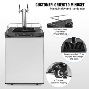 Dispenser di Birra a Doppio Rubinetto con Kegerator Full Size, Serbatoio CO2 (Senza Gas), Vassoio Raccogligocce, Guida e Torre Birra con Ripiano da 23 Pollici - Product Image 6