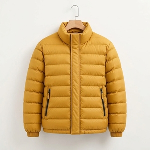 Veste matelassée jaune moutarde pour homme, légère, chaude, à col montant, isolée, pour l'extérieur, avec fermeture éclair - Product Image 1