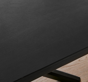 Moderno Juego de Comedor Rectangular de Madera Maciza de Mindi Negra con Sillas Tapizadas y Base Metálica en X para Comedor y Hogar - Product Image 4