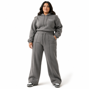 Conjunto de Sudadera con Capucha Extra Grande Gris ONETEN, Pantalones de Felpa, Atuendo Informal Unisex para Otoño, Transpirable, 300g - Product Image 1