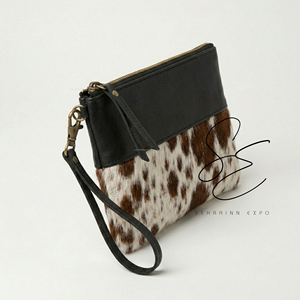 Cowgirl Genuine Leather Hair On Hide <b>Wristlet</b> Clutch Wallet Handmade Western Zipper Pouch Women Cowhide Leather Travel Pouch - Product Image 4