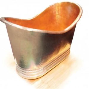 00% Pure Copper Bath Tub Handmade Antique Free Standing Skirted Base Modern Shined Double Slipper Budget-Friendly Bathroom - Product Image 1