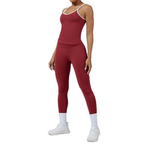 Ensemble de sport sans couture pour femme : débardeur de course à séchage rapide et pantalon moulant pour fitness, course à pied, yoga et activités de plein air - Product Image 1