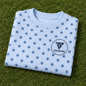 Women's Light Blue Crewneck <b>Sweatshirt</b> with Medium Blue Allover Polka Dots <b>Long</b> Sleeve Custom Logo - Product Image 6