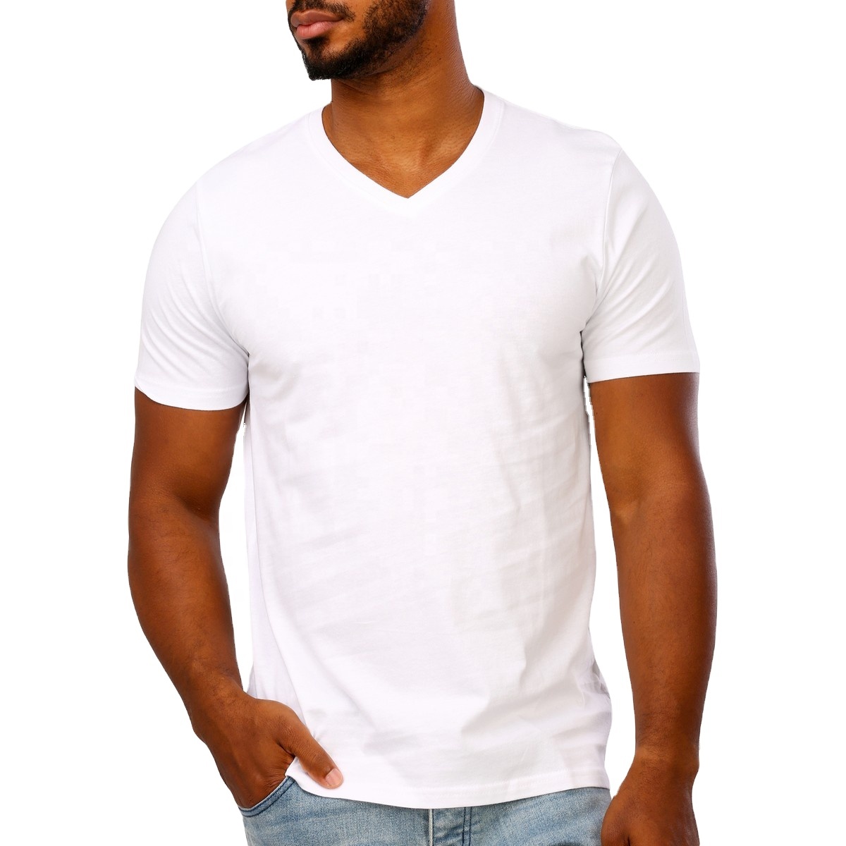 Camiseta com gola v para homens