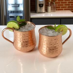 Tasses en cuivre pur, martelées à la main, écologiques, anti-fuite, avec poignées, 18 oz, lot de 2, d'inspiration ayurvédique, sans laque, authentiques - Product Image 3