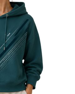Sweat-shirt à capuche surdimensionné pour femme, vert sarcelle, imprimé graphique, en molleton de coton, manches longues, style décontracté streetwear, tendance - Product Image 4