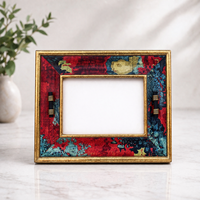 Cadre photo rectangulaire horizontal vintage en laiton décoratif floral, fait main, finition antique polie, luxe, pour table, décoration intérieure