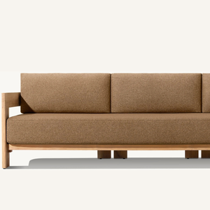 Canapé en bois de teck pour trois personnes, style moderne avec mousse souple et accoudoirs robustes et confortables - Product Image 6