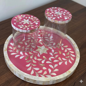 Regalos artesanales naturales de acrílico y nácar, bandeja de servicio multifuncional hecha a mano, ecológica, con tapa personalizada, para bodas y festividades. - Product Image 1