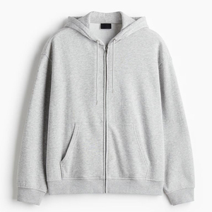 Sudadera con Capucha para Hombre, 100% Algodón Tejido, 380 GSM, con Cierre, Bordada y Personalizada, Color Gris Jaspeado, Alta Calidad, Precio al por Mayor - Product Image 3