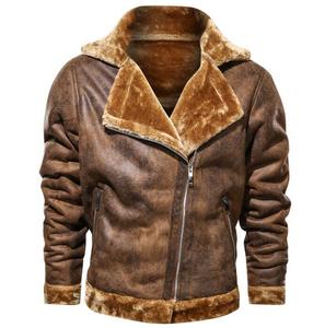 Fine Quality <b>Men's</b> Brown Genuine Leather Aviator Bomber <b>Jacket</b> With Faux Fur Lining Zipper Closure Winter <b>Warm</b> Moto Style Coat - Product Image 1