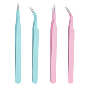 Pince à cils personnalisée avec logo, en acier inoxydable arc-en-ciel, à pointe incurvée de précision, outils d'extension de fibres - Product Image 2