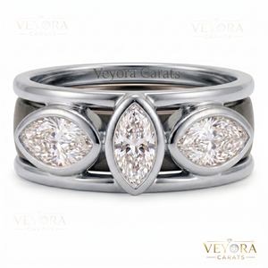 Élégante bague en argent sterling 925 massif avec moissanite taille marquise sertie clos - Product Image 4