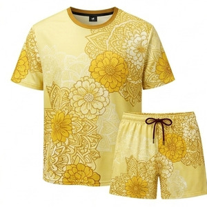 Conjunto de Camiseta y Pantalones Cortos Sublimados de Lujo para Hombre, Sensación Premium, Secado Rápido, Tela que Absorbe la Humedad, Ajuste Cómodo, Ropa Casual - Product Image 1