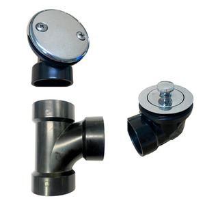 PSP0052 Robinet de trop-plein de baignoire au design traditionnel et écologique 40 bouchons de bain ABS à visser pour plombiers, installation facile, système Lift Turn - Product Image 1
