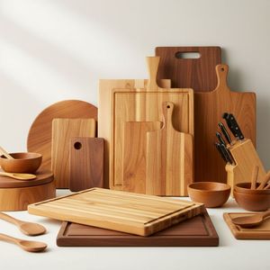 Planche à découper en bois avec rainure pour jus, grande planche de cuisine écologique et durable, bloc de boucher pour la préparation des aliments - Product Image 5