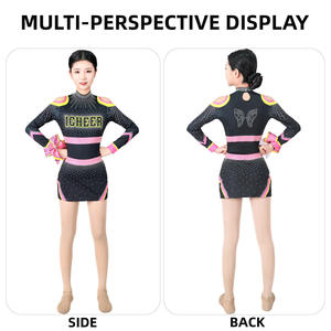 Ensemble d'uniformes de cheerleading personnalisés pour femmes, haut à manches longues, jupe, tissu en spandex/polyester 300g, OEM HH-SW-1517 HAMID HAROON PRO WEAR - Product Image 2