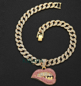 Pendentif lèvres en argent 925 et moissanite, taille brillant rond, style hip-hop, unisexe, pour usage quotidien - Product Image 2