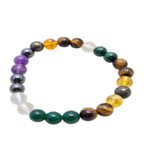 สร้อยข้อมือสไตล์ 7 จักระสวยงาม คุณภาพสูง ประดับด้วยคริสตัลควอตซ์ธรรมชาติ และแกะสลักด้วยพลอยมอสอาเกตอย่างประณีต - Product Image 1