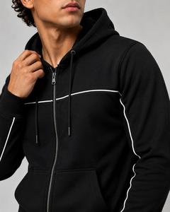 Sweat-shirt à capuche zippé pour homme en molleton bouclette coupe classique décontracté pour l'automne avec poches – Faible MOQ - Product Image 6