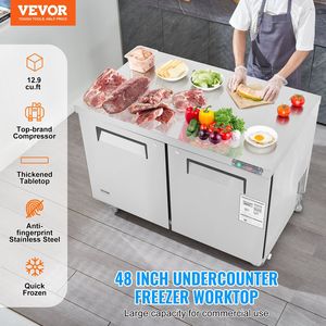 48\" Commercial Stainless Steel Refrigerated Food <b>Prep</b> Station 12.9 Cu. Ft Frozen Sandwich Salad <b>Prep</b> <b>Table</b> for <b>Kitchen</b> <b>Kitchen</b> - Product Image 2