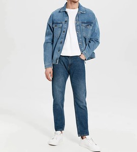 Customized High Quality Unisex Coated Denim Jackets Casual Solid Vintage 100% Cotton Stand Front Pocket Winter Style Plus Size - Product Image 4