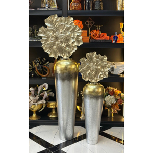 Pièce d'art abstraite moderne sculpturale, base d'urne texturée patinée, centre de table en métal de luxe, vase décoratif pour la maison - Product Image 6