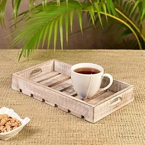 Plateau de service en bois de manguier naturel, pas cher, unique, non fini, avec poignée, pour le rangement des aliments. - Product Image 6