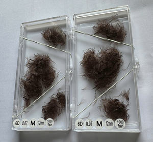 VIETKINGLASH Extensions de cils préfabriquées 6D en éventail, volume naturel brun, faites à la main, base pointue, PBT coréen 0.07 D M Curl - Product Image 5