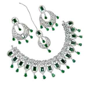 ชุดเครื่องประดับสร้อยคอแบบเบาและระบายอากาศได้ดีสำหรับงานแต่งงาน ชุดเครื่องประดับปักลายเต็มคอแบบประดิษฐ์ประสิทธิภาพสูง - Product Image 1