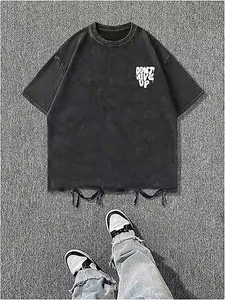 Camisa cómoda de corte holgado para hombre, de secado rápido, de algodón y poliéster, con estampado de logotipo, lavable. - Product Image 2