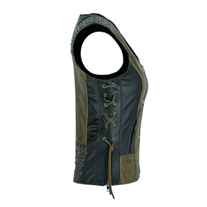 Women's Handmade Leather <b>Vest</b> Genuine Cowhide Custom Logo Factory Price Wholesale Manufacturer - Product Image 2