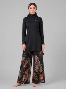 Hot Selling Women Islamic Swimwear Modest burkini <b>set</b> High Waist Front Logo <b>Tie</b> <b>Dye</b> Letter Animal Print Eco-Friendly Waterproof - Product Image 1